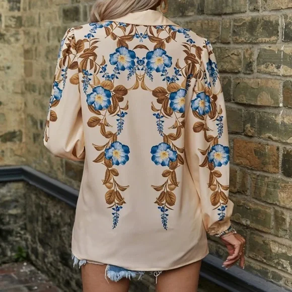 Boho Floral Print Button up Shirt - Picture 3 of 4